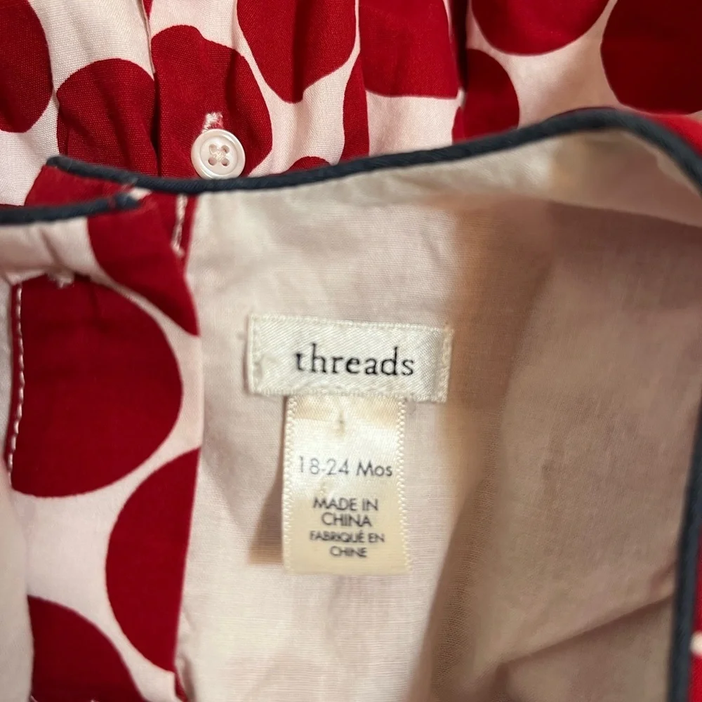 Threads Red Polka Dot Lined Cotton Dress